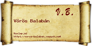 Vörös Balabán névjegykártya